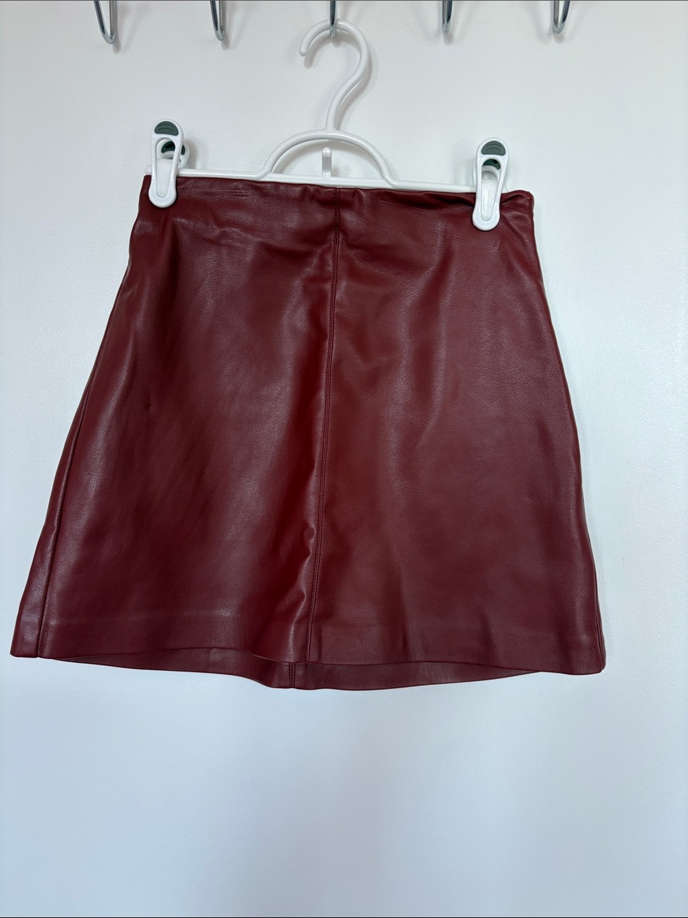Dynamite Faux Leather A-Line Mini Skirt - Burgundy